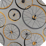 8' Grey Hand Hooked Wheels Round Indoor Area Rug - Homeroots