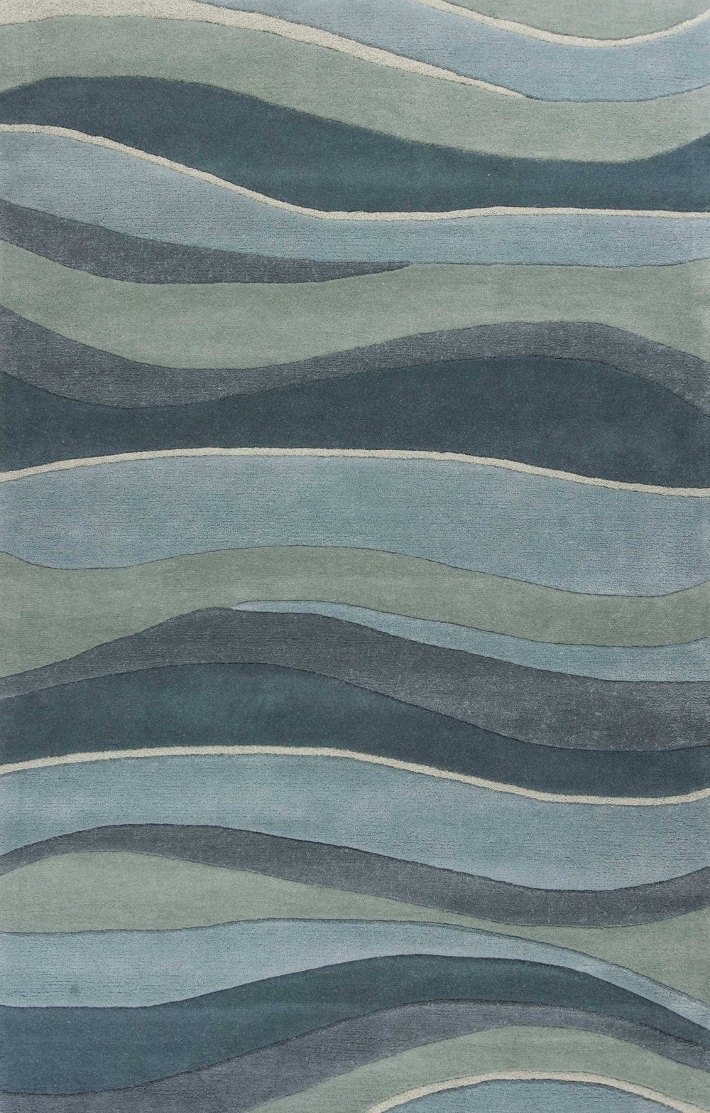 5' X 8' Aquamarine Abstract Waves Hand Tufted Wool Area Rug - Homeroots - Flyclothing LLC