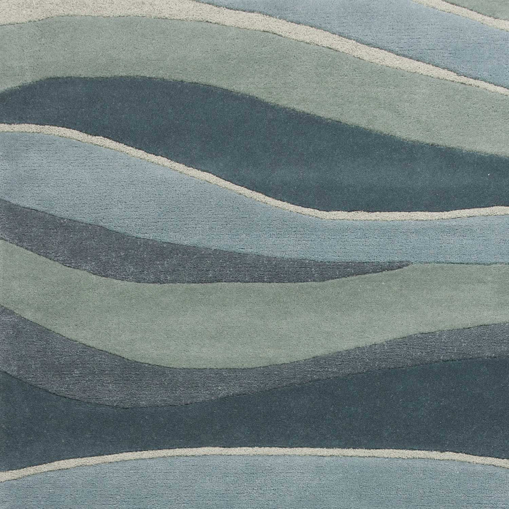 5' X 8' Aquamarine Abstract Waves Hand Tufted Wool Area Rug - Homeroots - Flyclothing LLC