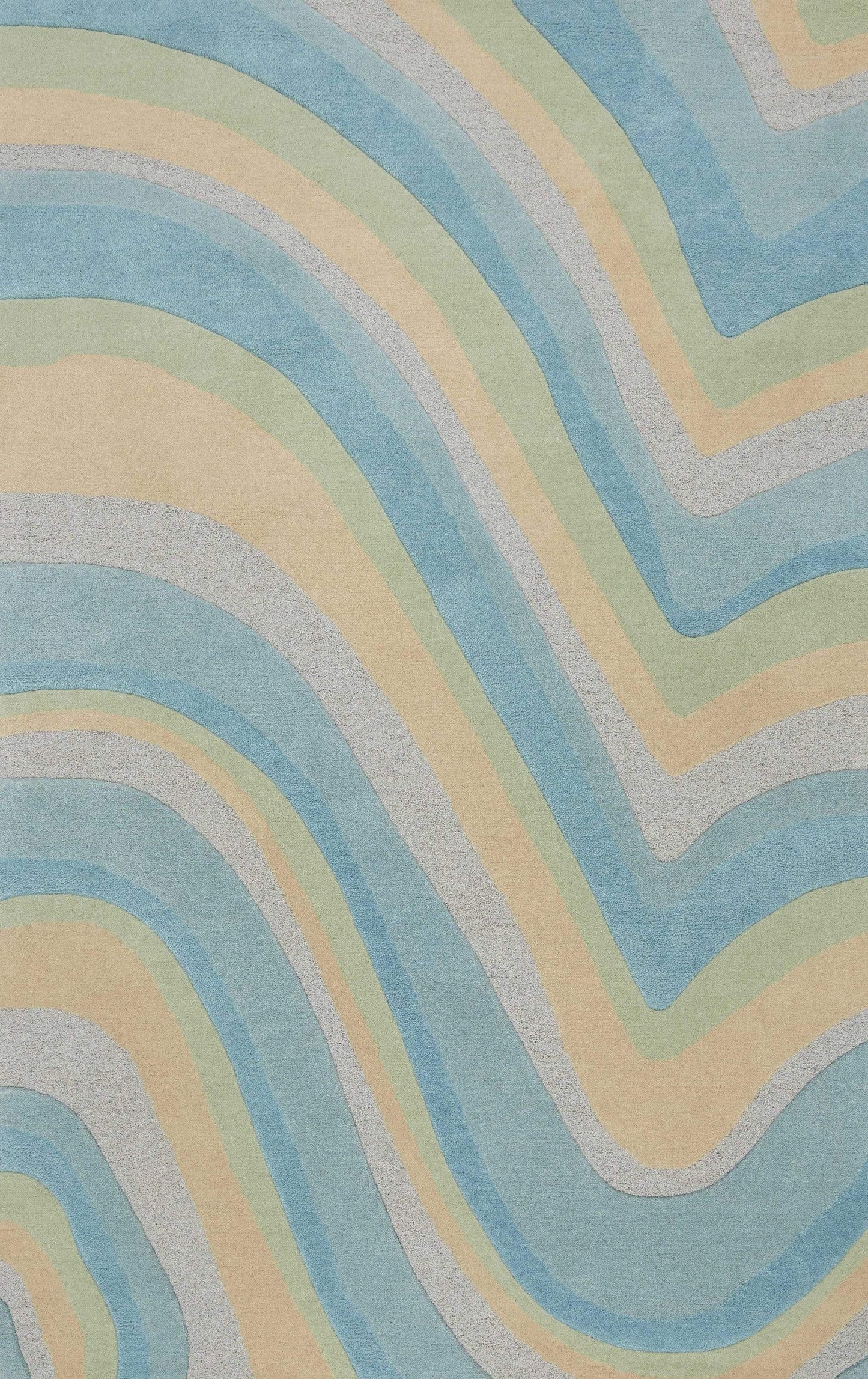 5' X 8' Ocean Blue Beige Hand Tufted Abstract Waves Indoor Area Rug - Homeroots - Flyclothing LLC