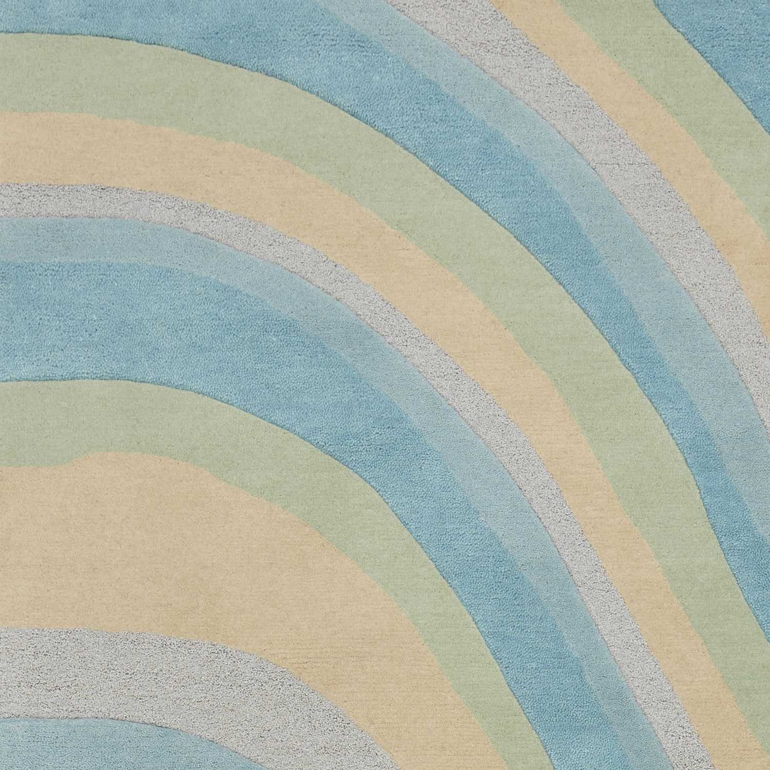 5' X 8' Ocean Blue Beige Hand Tufted Abstract Waves Indoor Area Rug - Homeroots - Flyclothing LLC