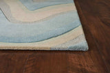 5' X 8' Ocean Blue Beige Hand Tufted Abstract Waves Indoor Area Rug - Homeroots - Flyclothing LLC