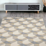 5' X 8'  Wool Ivory Or Grey Area Rug - Homeroots
