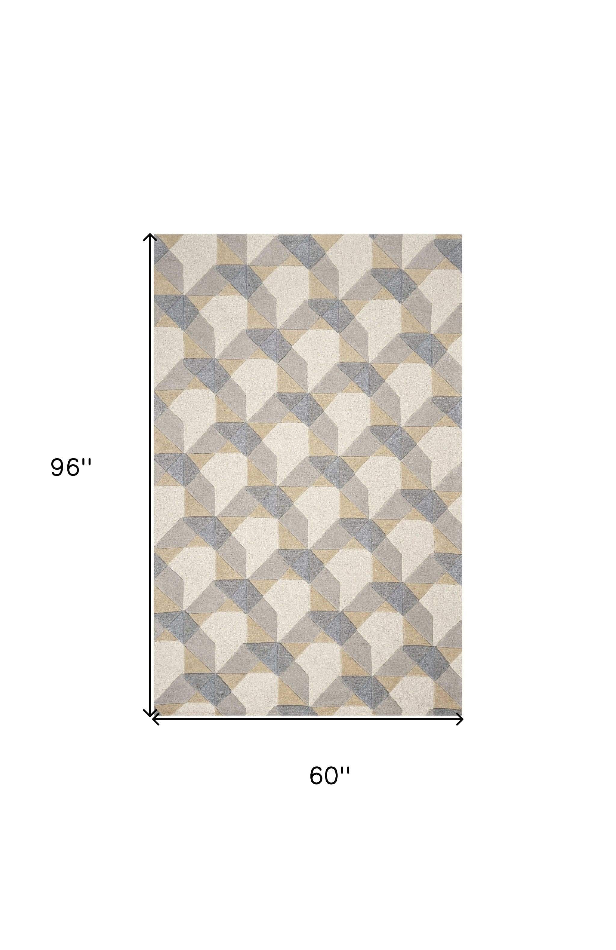 5' X 8' Wool Ivory Or Grey Area Rug - Homeroots - Flyclothing LLC