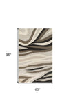 5' X 8'  Wool Black Or  Beige Area Rug - Homeroots