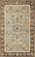 5' X 8' Grey Or Mocha  Floral Bordered Wool Indoor Area Rug - Homeroots
