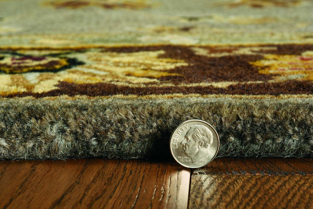 5' X 8' Grey Or Mocha Floral Bordered Wool Indoor Area Rug - Homeroots - Flyclothing LLC