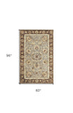 5' X 8' Grey Or Mocha  Floral Bordered Wool Indoor Area Rug - Homeroots