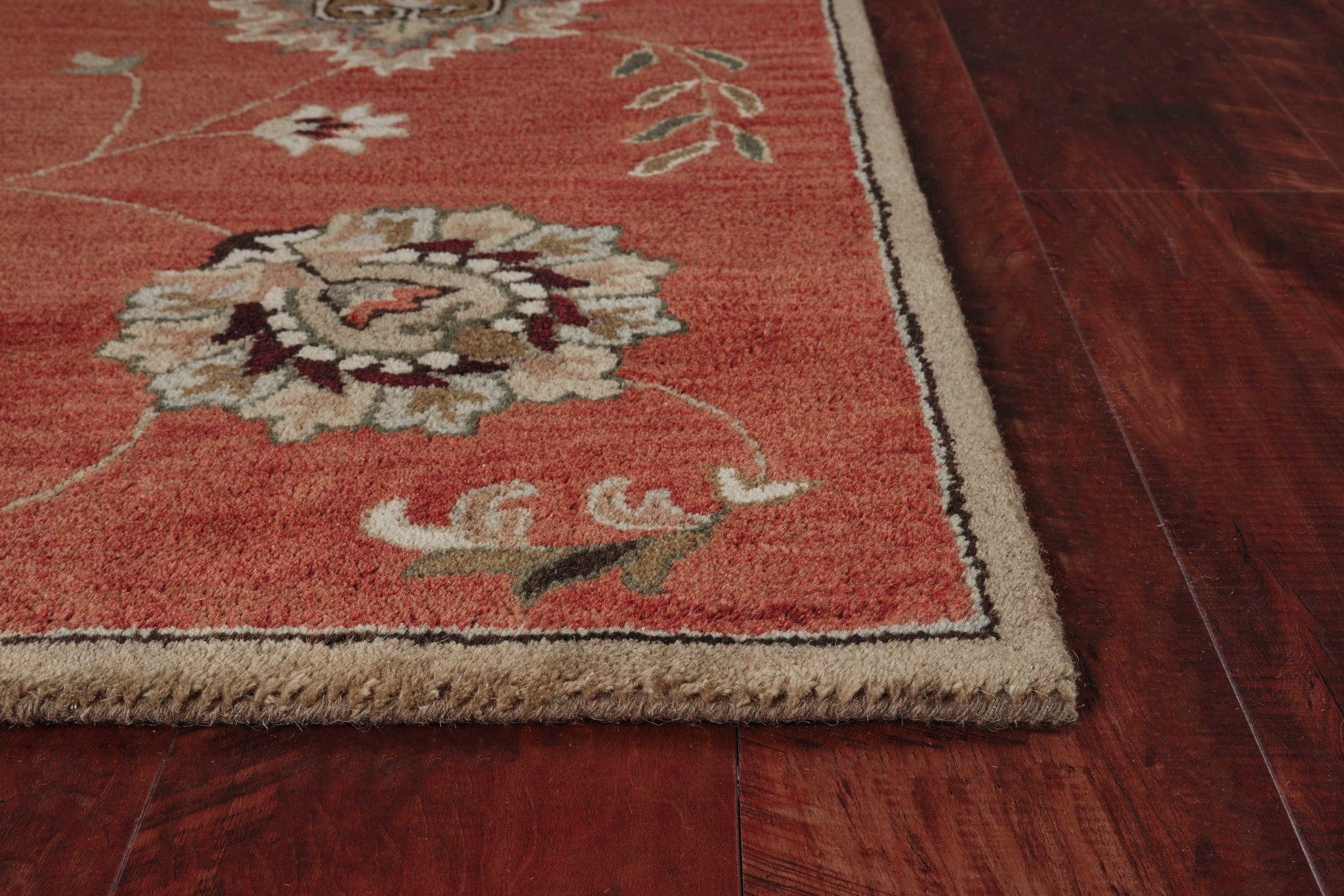 5' X 8' Sienna Floral Vine Wool Indoor Area Rug - Homeroots
