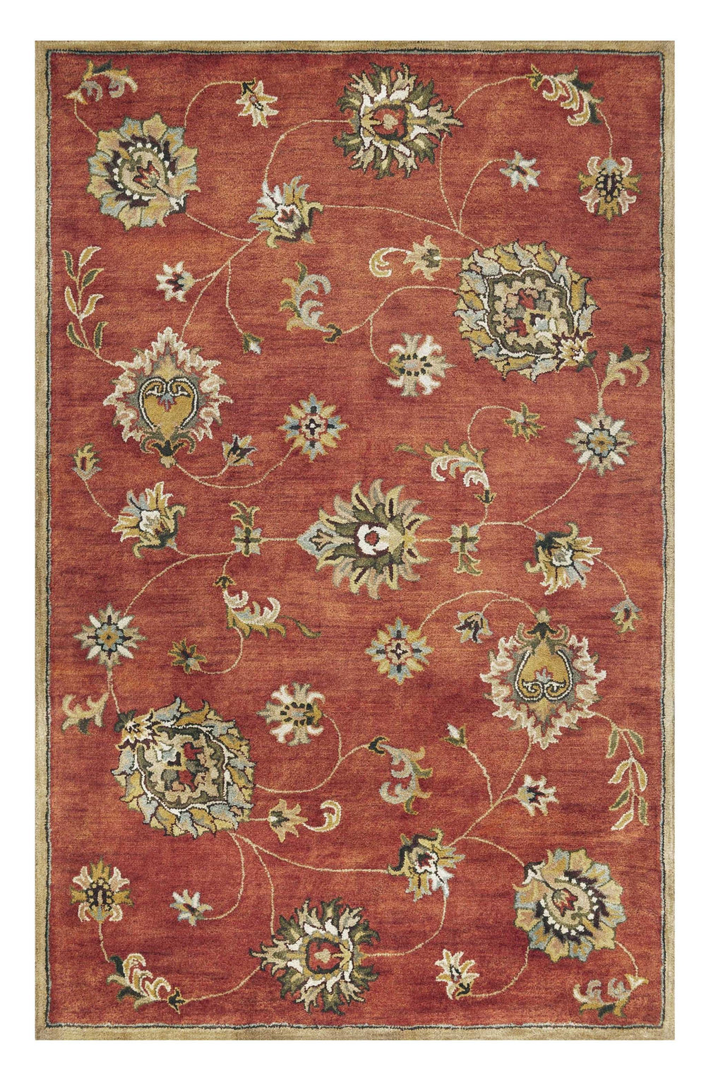 5' X 8' Sienna Floral Vine Wool Indoor Area Rug - Homeroots - Flyclothing LLC