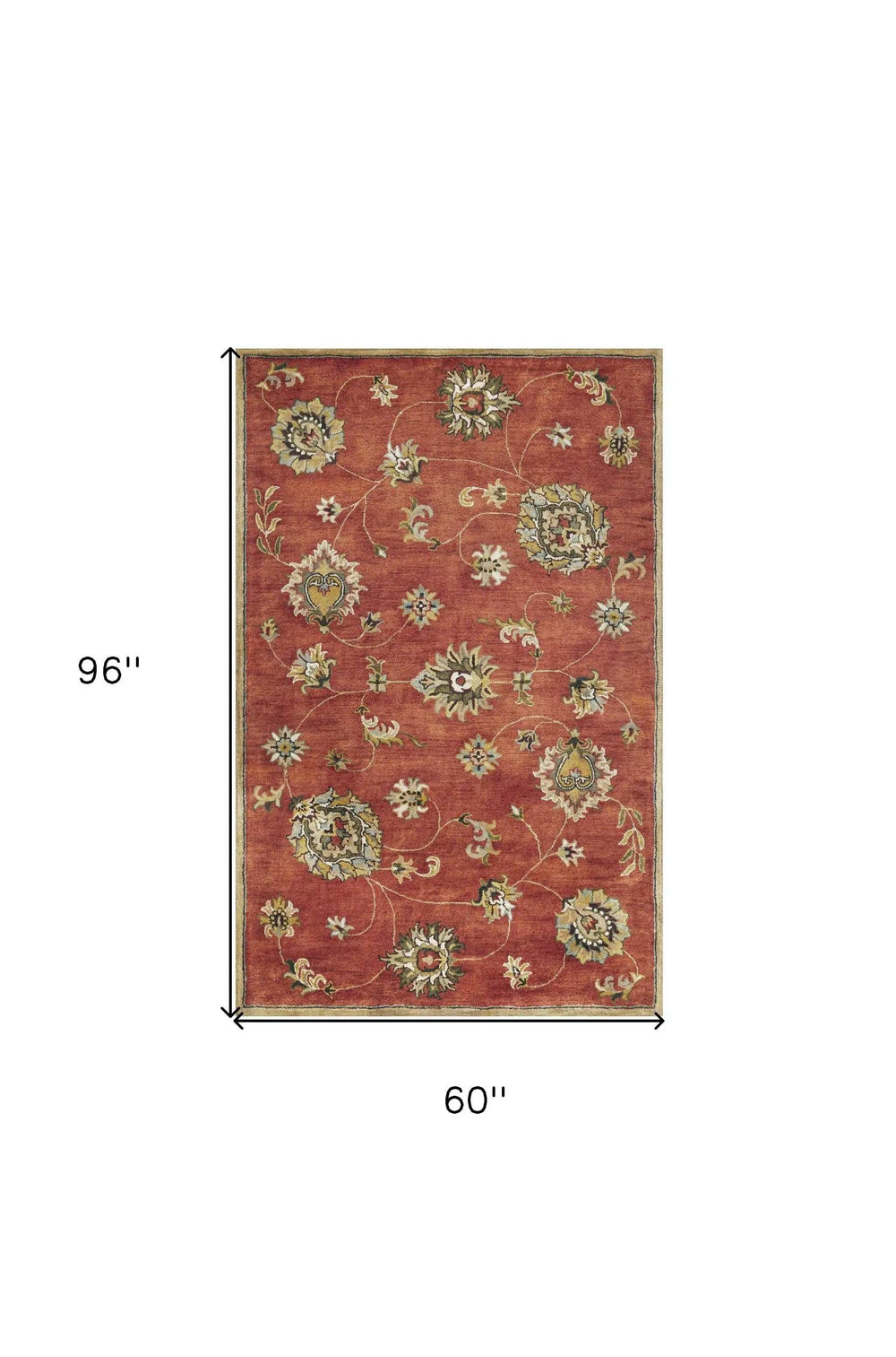 5' X 8' Sienna Floral Vine Wool Indoor Area Rug - Homeroots - Flyclothing LLC