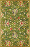 5' X 8' Green and Red Wool Floral Vines Hand Tufted Area Rug - Homeroots