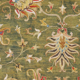 5' X 8' Green and Red Wool Floral Vines Hand Tufted Area Rug - Homeroots