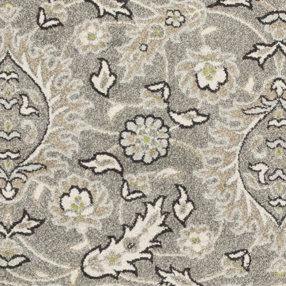 2' X 4' Gray and Ivory Floral Area Rug - Homeroots - Flyclothing LLC