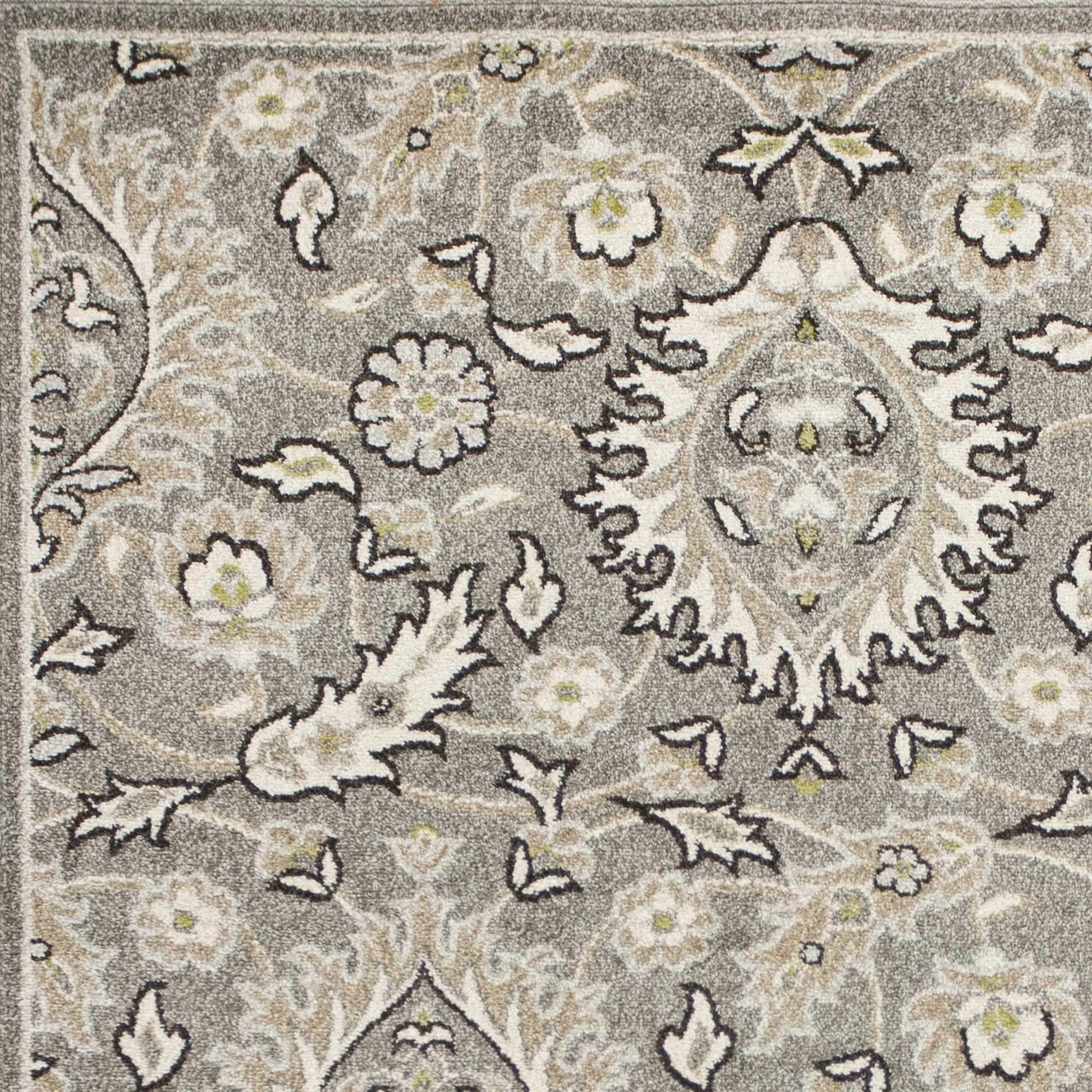 2' X 4' Gray and Ivory Floral Area Rug - Homeroots - Flyclothing LLC