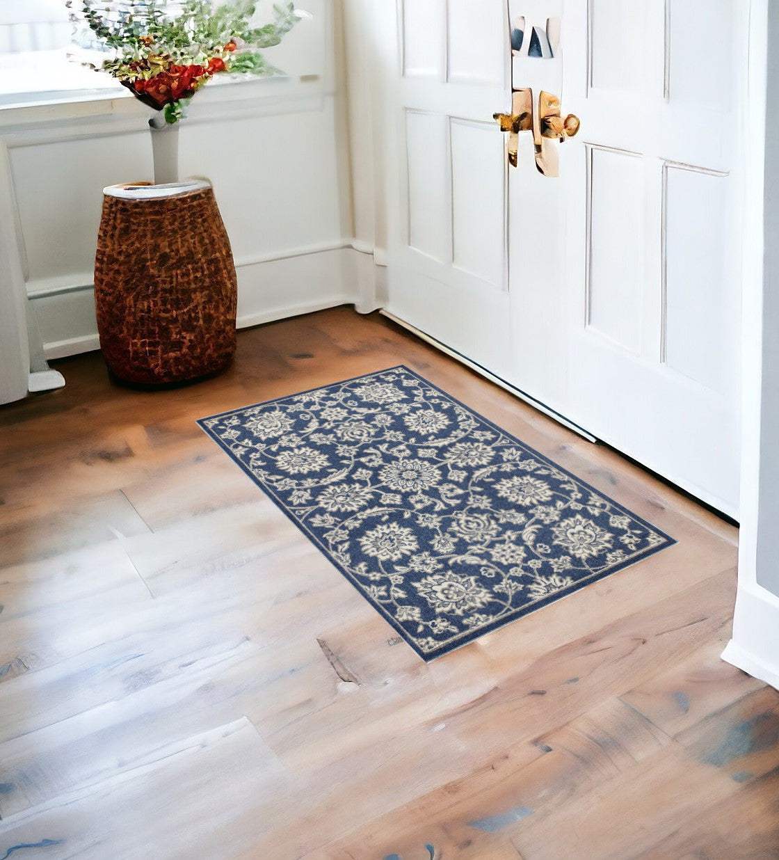 2' X 3' Blue and Ivory Area Rug - Homeroots - Flyclothing LLC