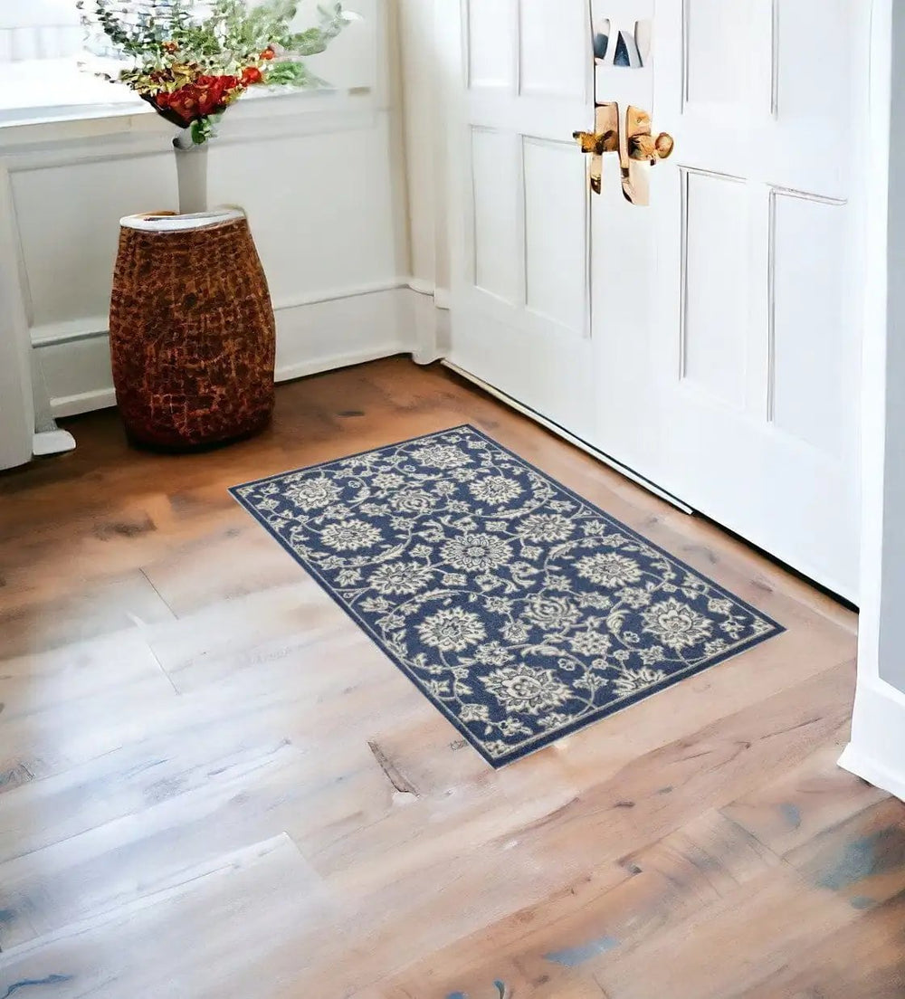 2' X 3' Blue and Ivory Area Rug - Homeroots