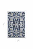 2' X 3' Blue and Ivory Area Rug - Homeroots