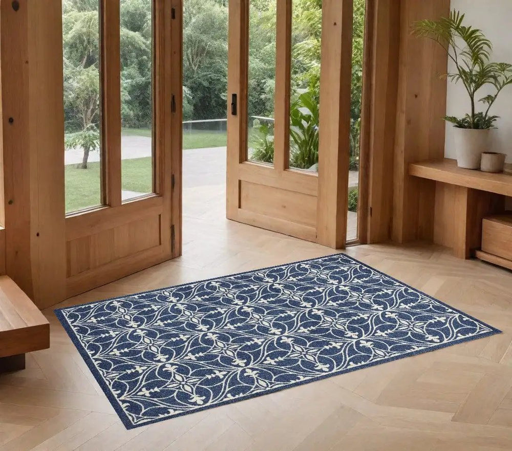 2' X 3' Blue and Ivory Area Rug - Homeroots