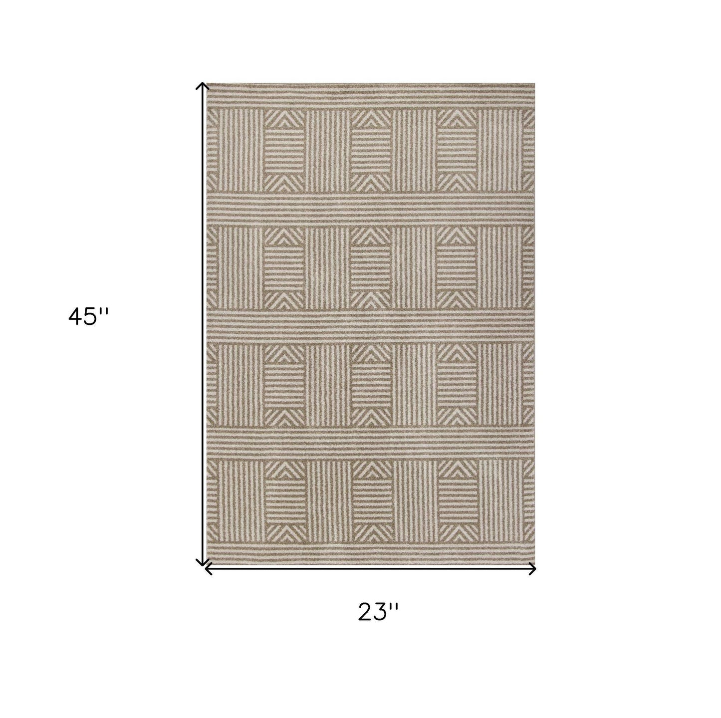 2' X 3' Beige and Ivory Geometric Indoor Outdoor Area Rug - Homeroots - Flyclothing LLC