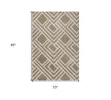 2' X 4' Beige Geometric Indoor Outdoor Area Rug - Homeroots