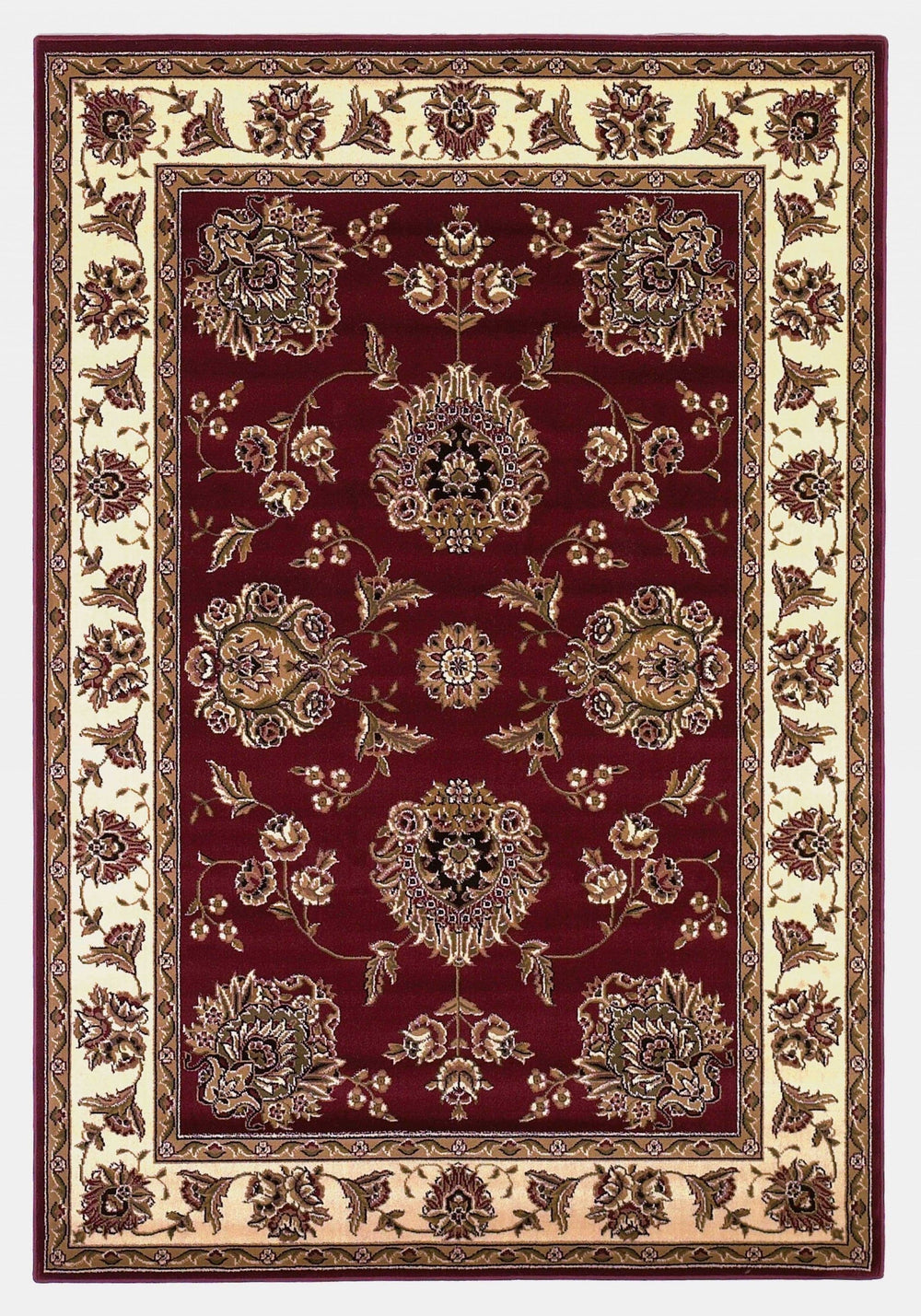 2' X 3' Red Ivory Machine Woven Floral Traditional Indoor Accent Rug - Homeroots
