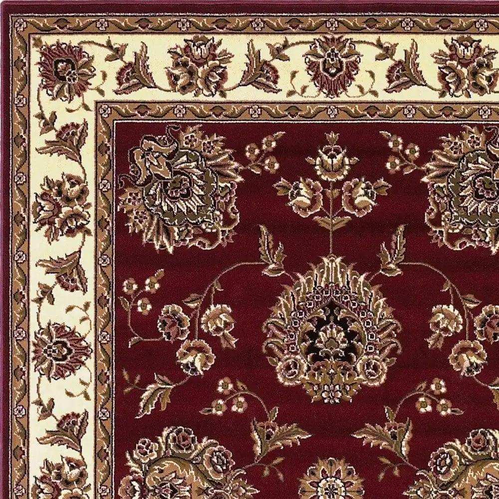 2' X 3' Red Ivory Machine Woven Floral Traditional Indoor Accent Rug - Homeroots - Flyclothing LLC