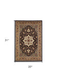 2' X 3' Beige And Black Floral Medallion Area Rug - Homeroots