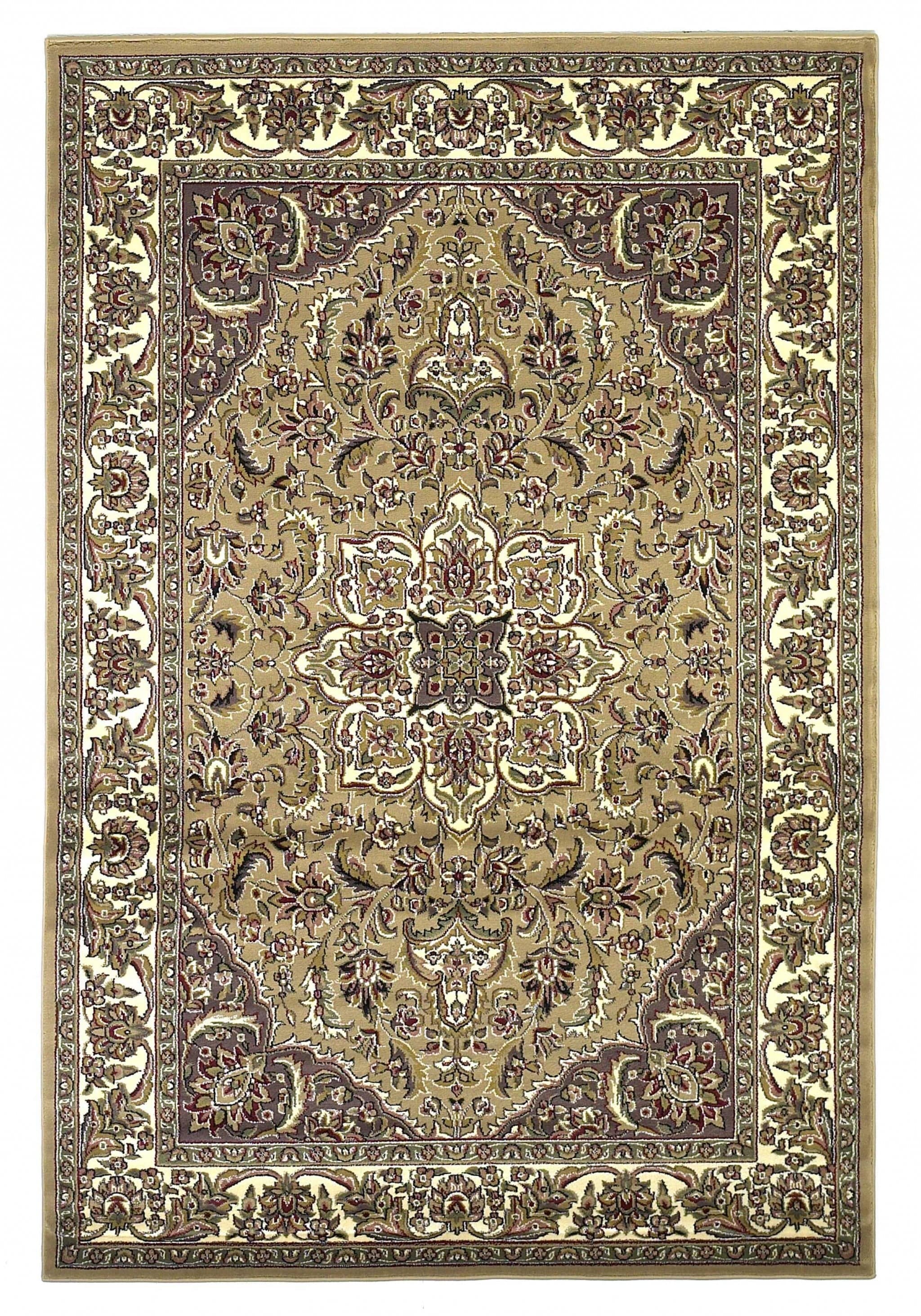 2' X 3' Beige And Ivory Floral Medallion Area Rug