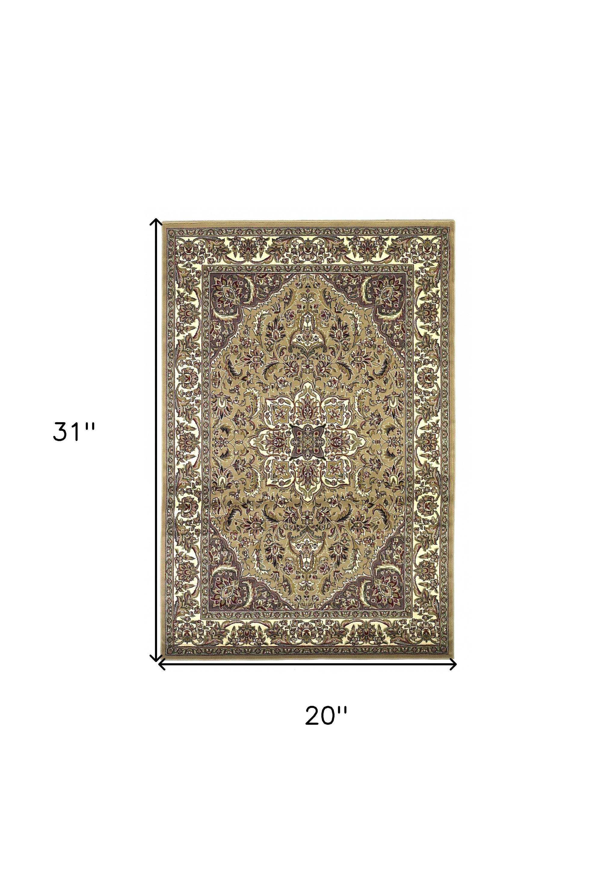 2' X 3' Beige And Ivory Floral Medallion Area Rug - Homeroots - Flyclothing LLC