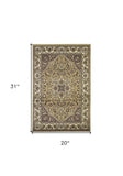 2' X 3' Beige And Ivory Floral Medallion Area Rug - Homeroots
