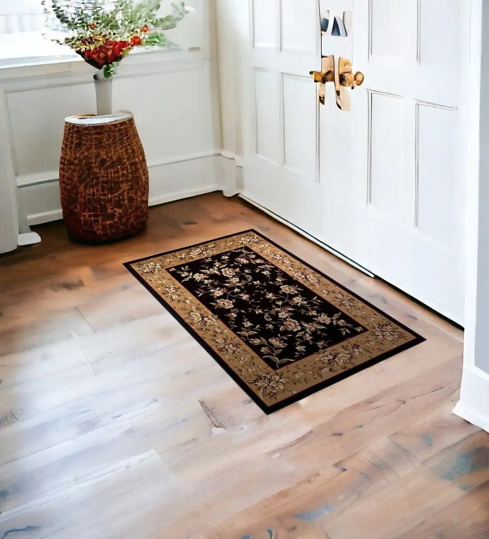 1' X 2' Polypropylene Black Or Beige Area Rug - Homeroots