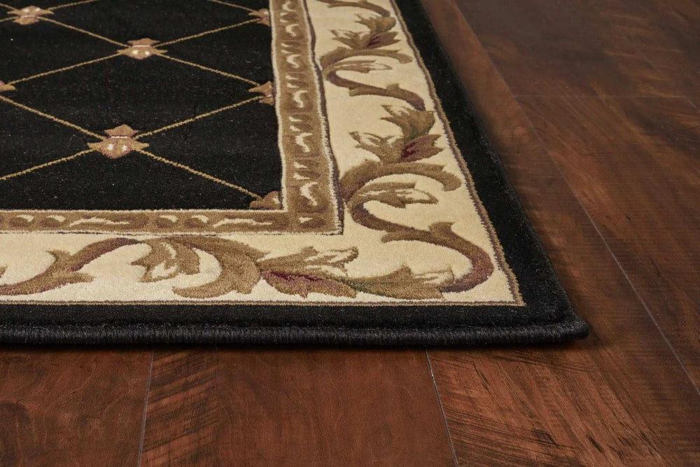 2' X 3' Black Machine Woven Hand Carved Fleur De Lis Indoor Accent Rug - Homeroots - Flyclothing LLC