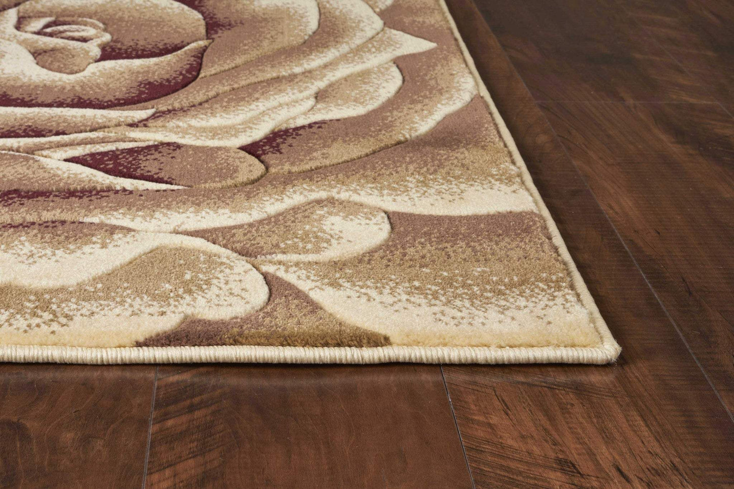 2' X 3' Ivory Machine Woven Hand Carved Oversized Floral Indoor Accent Rug - Homeroots - Flyclothing LLC