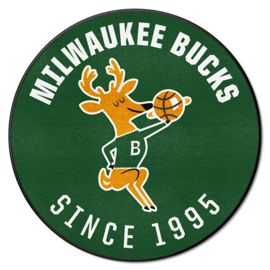 NBA Retro Milwaukee Bucks Roundel Rug - 27in. Diameter - Milwaukee Bucks