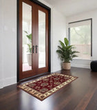 2' X 3' Red And Ivory Floral Area Rug - Homeroots