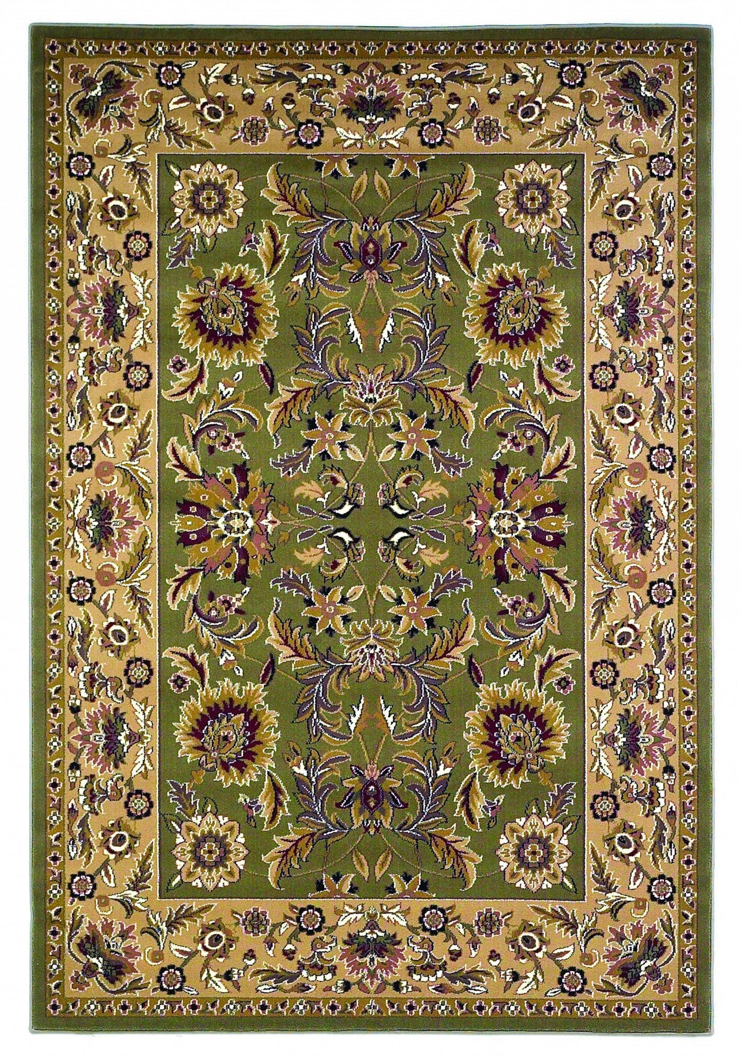 2' X 3' Green Taupe Machine Woven Floral Traditional Indoor Accent Rug - Homeroots - Flyclothing LLC