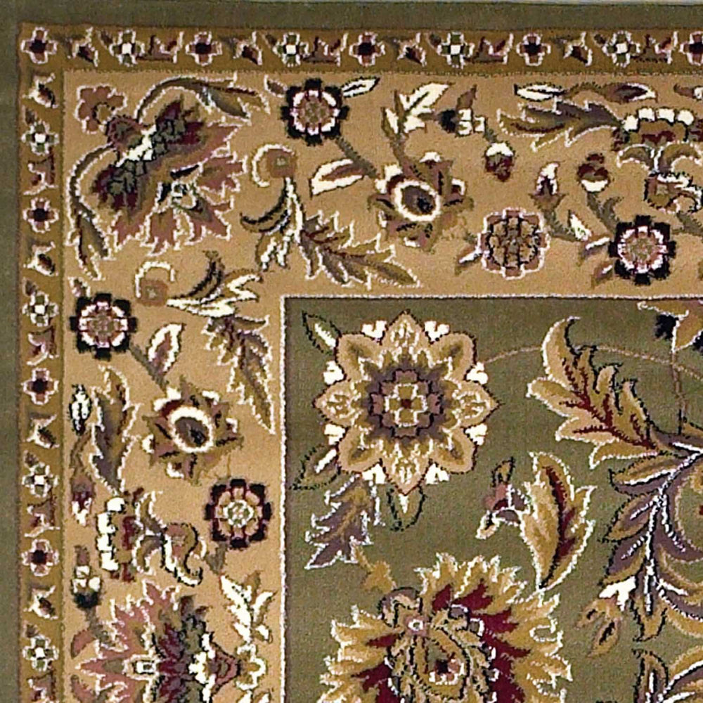 2' X 3' Green Taupe Machine Woven Floral Traditional Indoor Accent Rug - Homeroots - Flyclothing LLC
