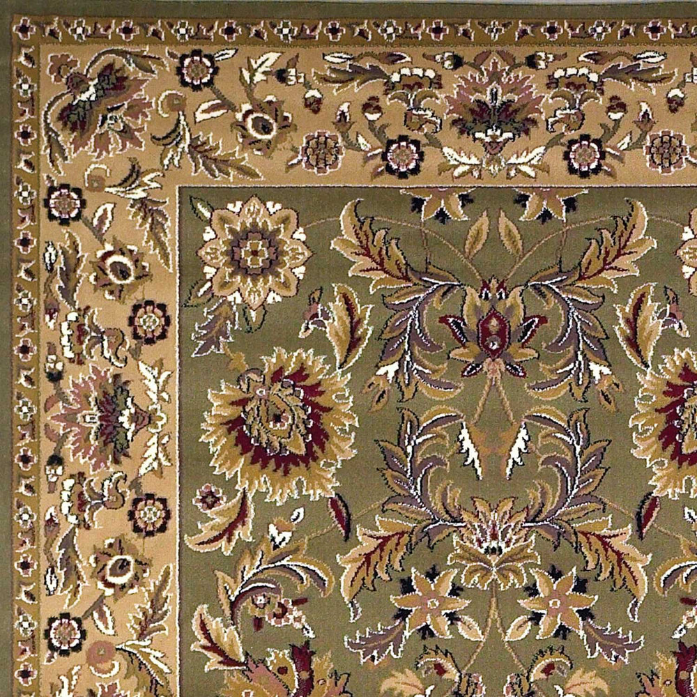 2' X 3' Green Taupe Machine Woven Floral Traditional Indoor Accent Rug - Homeroots - Flyclothing LLC