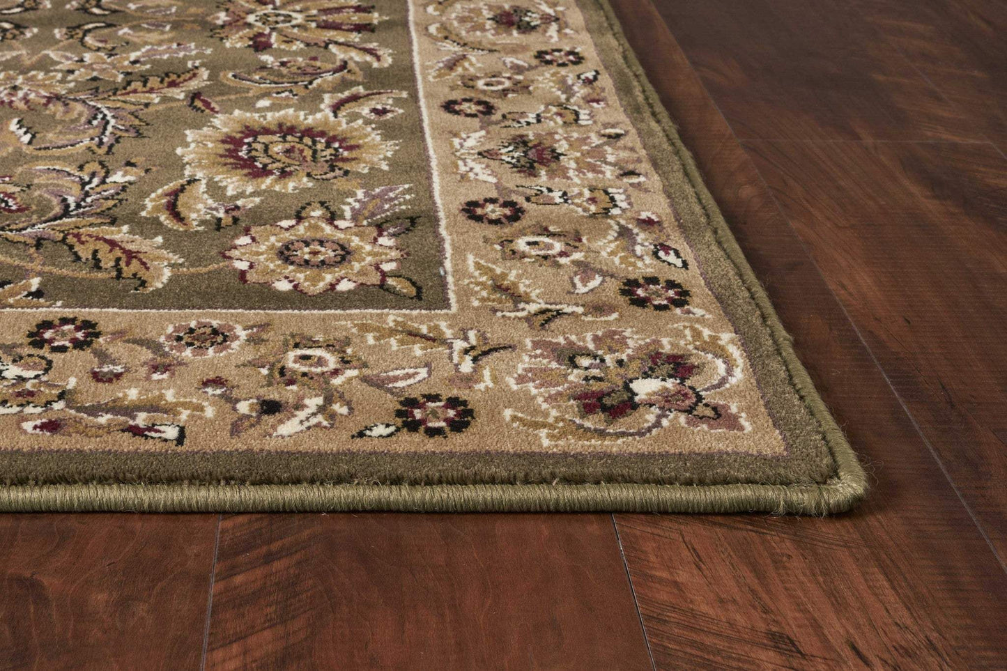 2' X 3' Green Taupe Machine Woven Floral Traditional Indoor Accent Rug - Homeroots - Flyclothing LLC