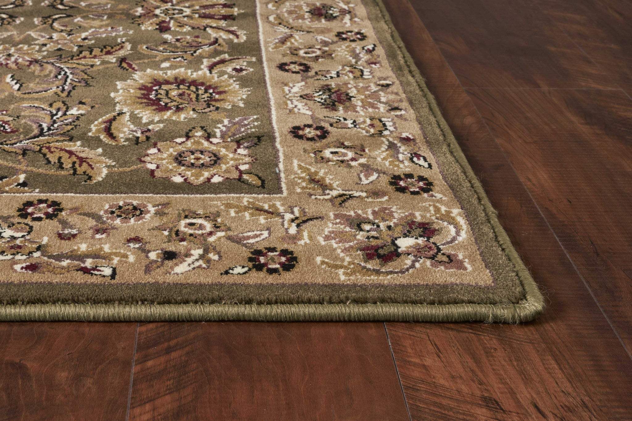 2' X 3' Green Taupe Machine Woven Floral Traditional Indoor Accent Rug - Homeroots - Flyclothing LLC