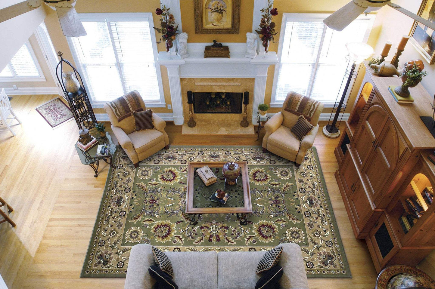 2' X 3' Green Taupe Machine Woven Floral Traditional Indoor Accent Rug - Homeroots - Flyclothing LLC
