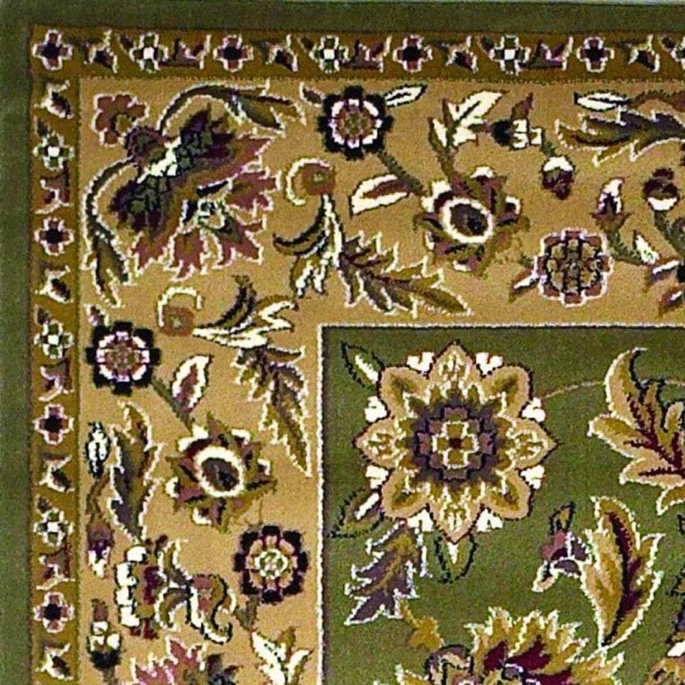 2' X 3' Green Taupe Machine Woven Floral Traditional Indoor Accent Rug - Homeroots - Flyclothing LLC