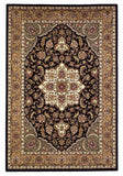 2' X 3' Black Beige Machine Woven Floral Medallion Indoor Accent Rug - Homeroots