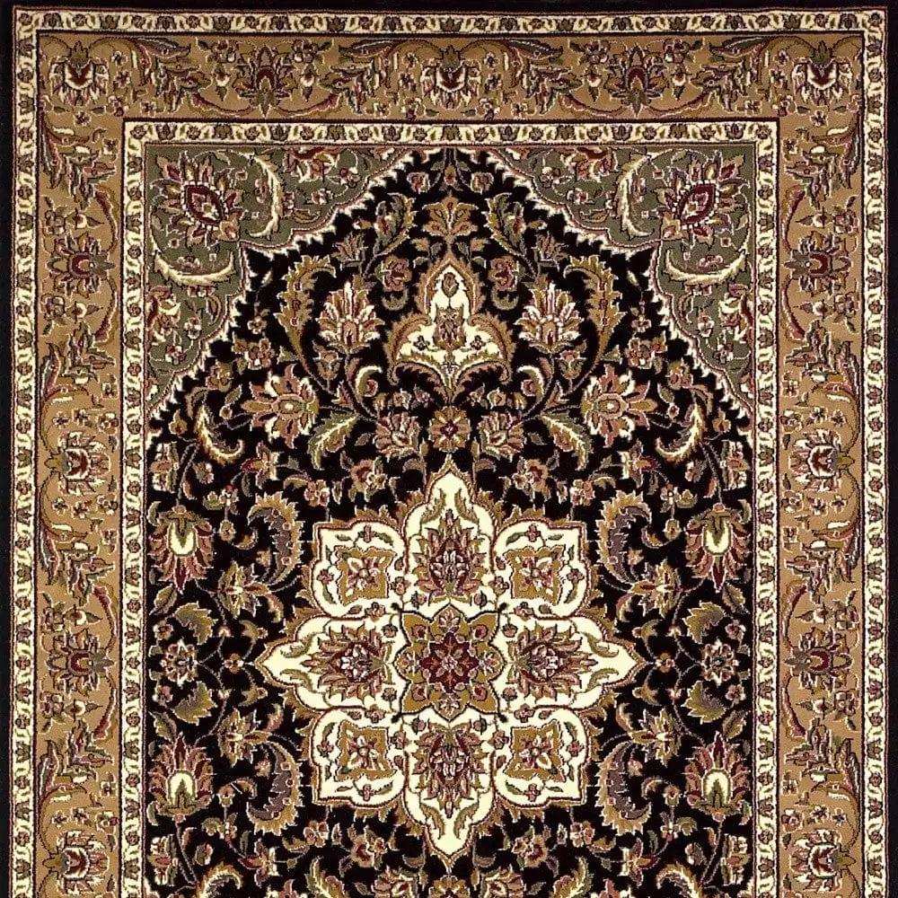 2' X 3' Black Beige Machine Woven Floral Medallion Indoor Accent Rug - Homeroots - Flyclothing LLC