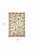 2' X 3' Ivory Machine Woven Floral Vines Indoor Accent Rug - Homeroots