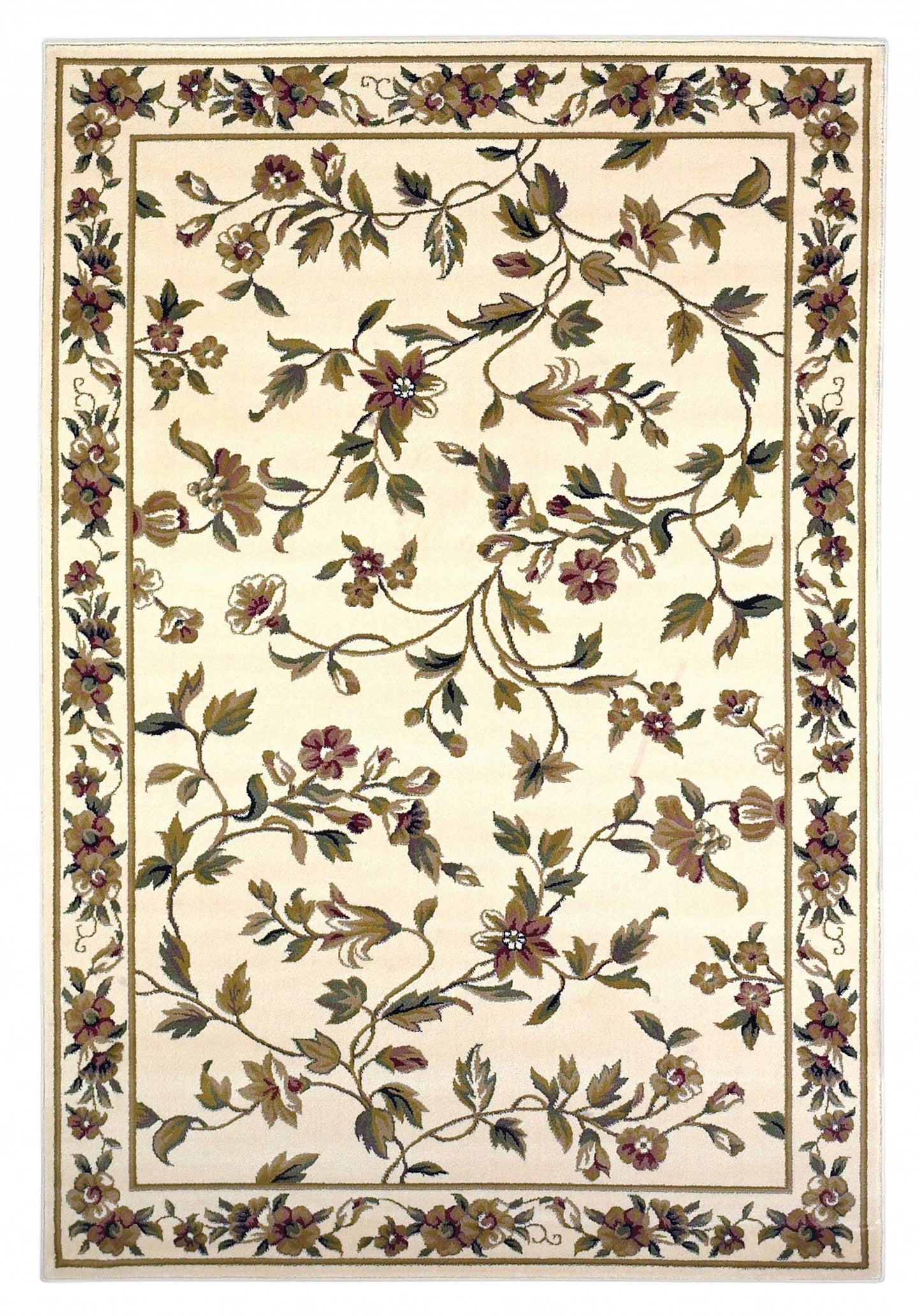 2' X 3' Ivory Machine Woven Floral Vines Indoor Accent Rug - Homeroots - Flyclothing LLC