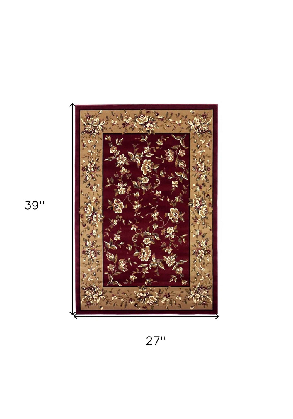 2' X 3' Red Beige Machine Woven Floral Traditional Indoor Accent Rug - Homeroots - Flyclothing LLC