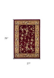 2' X 3' Red Beige Machine Woven Floral Traditional Indoor Accent Rug - Homeroots - Flyclothing LLC