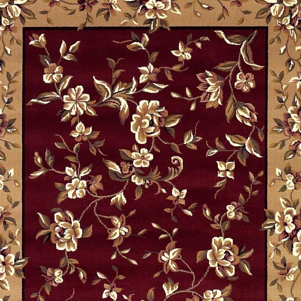 2' X 3' Red Beige Machine Woven Floral Traditional Indoor Accent Rug - Homeroots - Flyclothing LLC